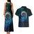 New Zealand Maori Koru Fern Couples Matching Tank Maxi Dress and Hawaiian Shirt Spiral Polynesian Style Aqua Gradient