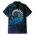 New Zealand Maori Koru Fern Family Matching Puletasi and Hawaiian Shirt Spiral Polynesian Style Aqua Gradient