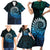 New Zealand Maori Koru Fern Family Matching Short Sleeve Bodycon Dress and Hawaiian Shirt Spiral Polynesian Style Aqua Gradient