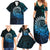 New Zealand Maori Koru Fern Family Matching Summer Maxi Dress and Hawaiian Shirt Spiral Polynesian Style Aqua Gradient