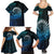 New Zealand Maori Koru Fern Family Matching Summer Maxi Dress and Hawaiian Shirt Spiral Polynesian Style Aqua Gradient