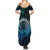 New Zealand Maori Koru Fern Family Matching Summer Maxi Dress and Hawaiian Shirt Spiral Polynesian Style Aqua Gradient