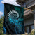 New Zealand Maori Koru Fern Garden Flag Spiral Polynesian Style Aqua Gradient