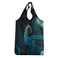 New Zealand Maori Koru Fern Grocery Bag Spiral Polynesian Style Aqua Gradient LT05 - Polynesian Pride