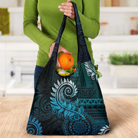 New Zealand Maori Koru Fern Grocery Bag Spiral Polynesian Style Aqua Gradient LT05 - Polynesian Pride