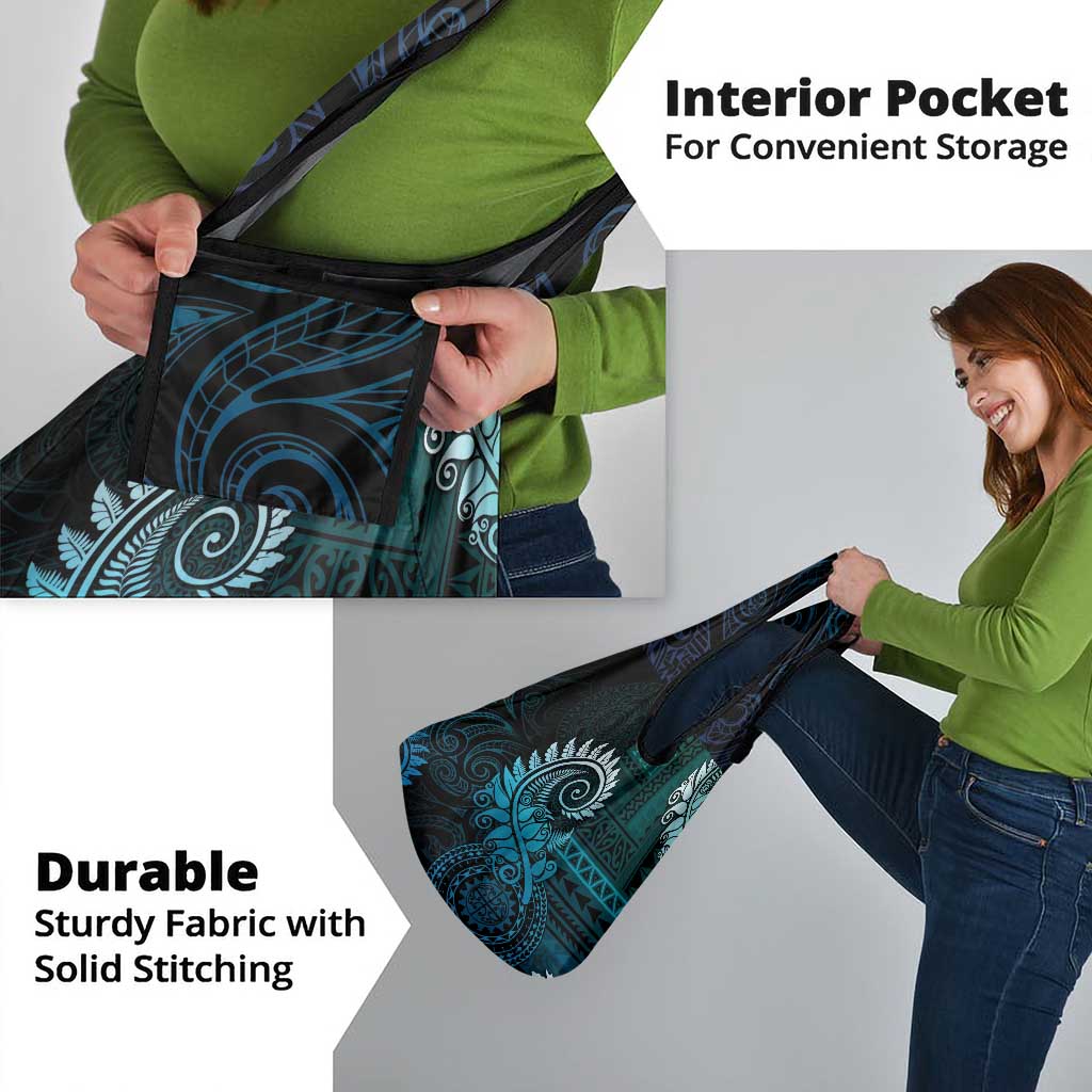 New Zealand Maori Koru Fern Grocery Bag Spiral Polynesian Style Aqua Gradient LT05 - Polynesian Pride
