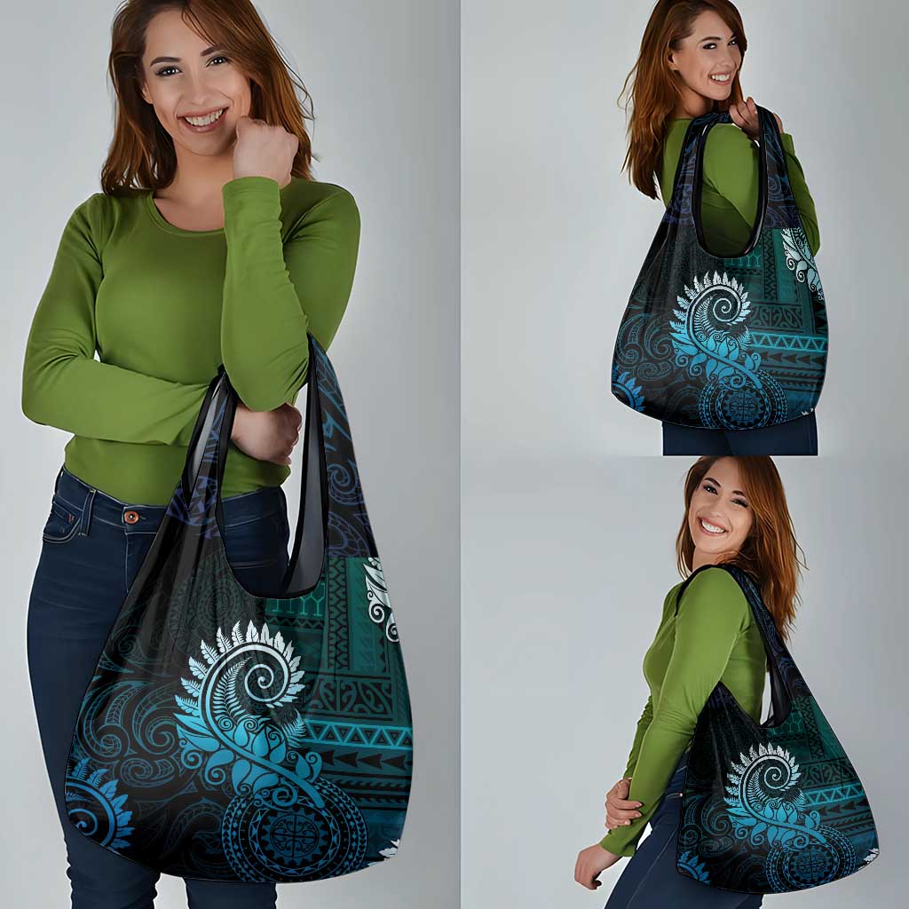 New Zealand Maori Koru Fern Grocery Bag Spiral Polynesian Style Aqua Gradient LT05 - Polynesian Pride