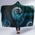 New Zealand Maori Koru Fern Hooded Blanket Spiral Polynesian Style Aqua Gradient