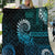 New Zealand Maori Koru Fern Quilt Spiral Polynesian Style Aqua Gradient