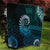 New Zealand Maori Koru Fern Quilt Spiral Polynesian Style Aqua Gradient