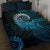 New Zealand Maori Koru Fern Quilt Bed Set Spiral Polynesian Style Aqua Gradient