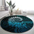 New Zealand Maori Koru Fern Round Carpet Spiral Polynesian Style Aqua Gradient