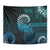 New Zealand Maori Koru Fern Tapestry Spiral Polynesian Style Aqua Gradient