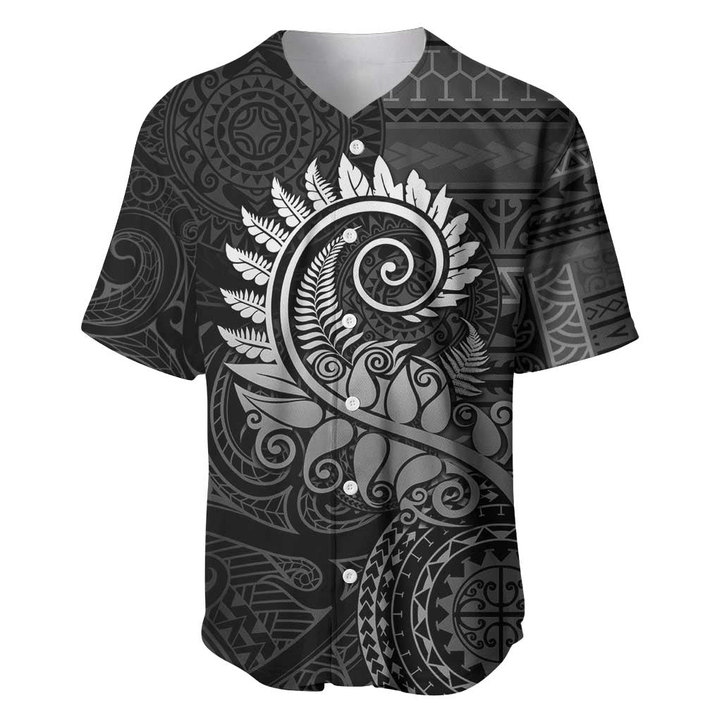 New Zealand Maori Koru Fern Baseball Jersey Spiral Polynesian Style Gray LT05 Gray - Polynesian Pride