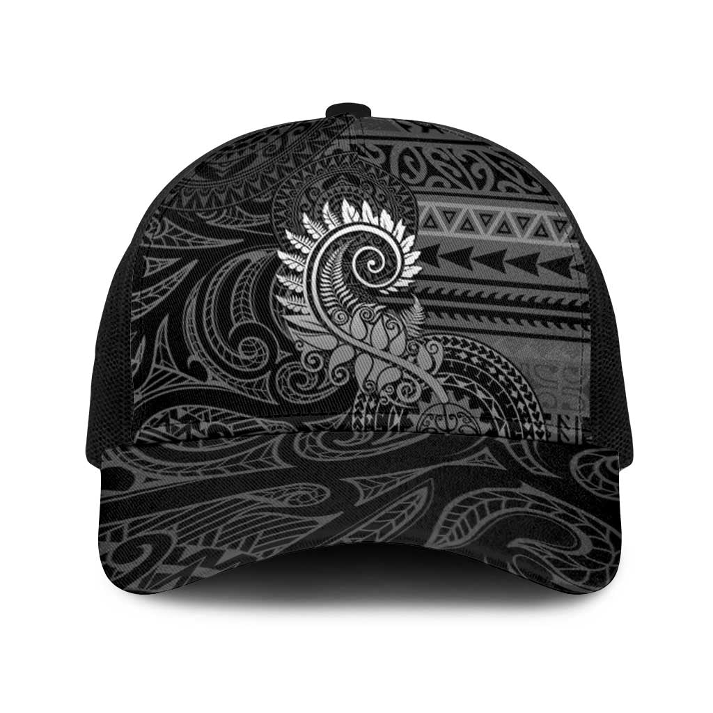 New Zealand Maori Koru Fern Baseball Net Cap Spiral Polynesian Style Gray LT05 One Size Black Gray - Polynesian Pride