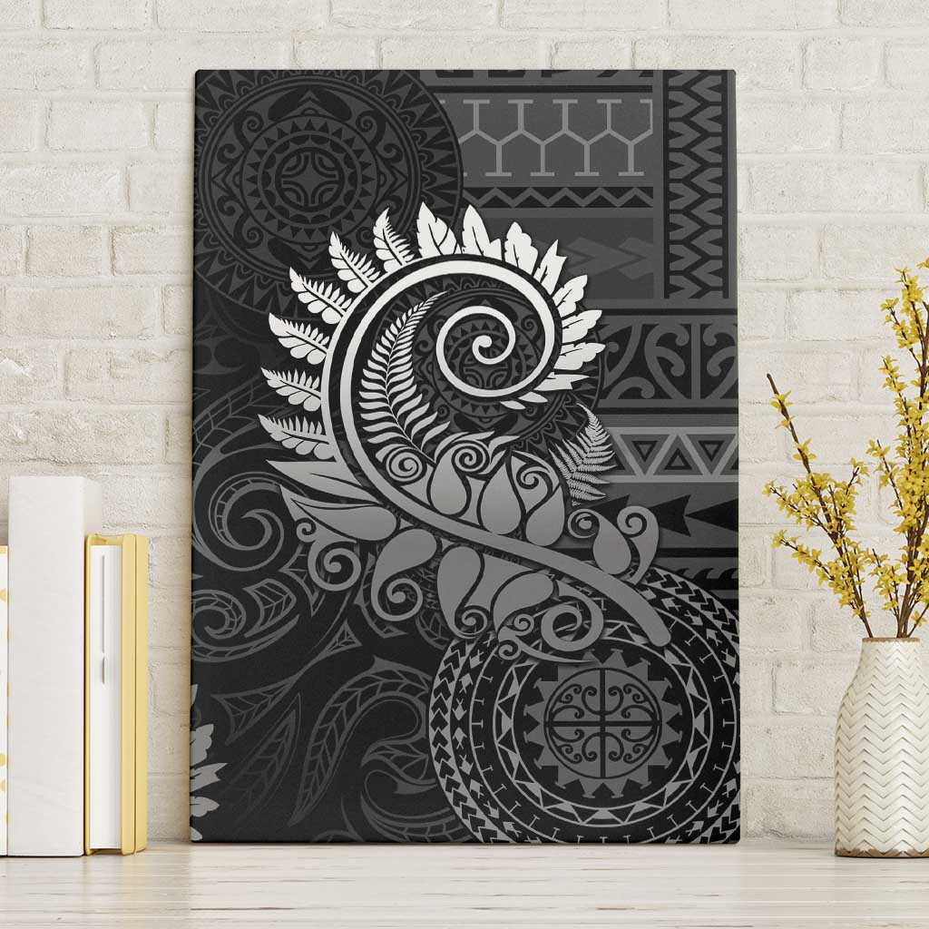 New Zealand Maori Koru Fern Canvas Wall Art Spiral Polynesian Style Gray LT05 Without Frame Gray - Polynesian Pride