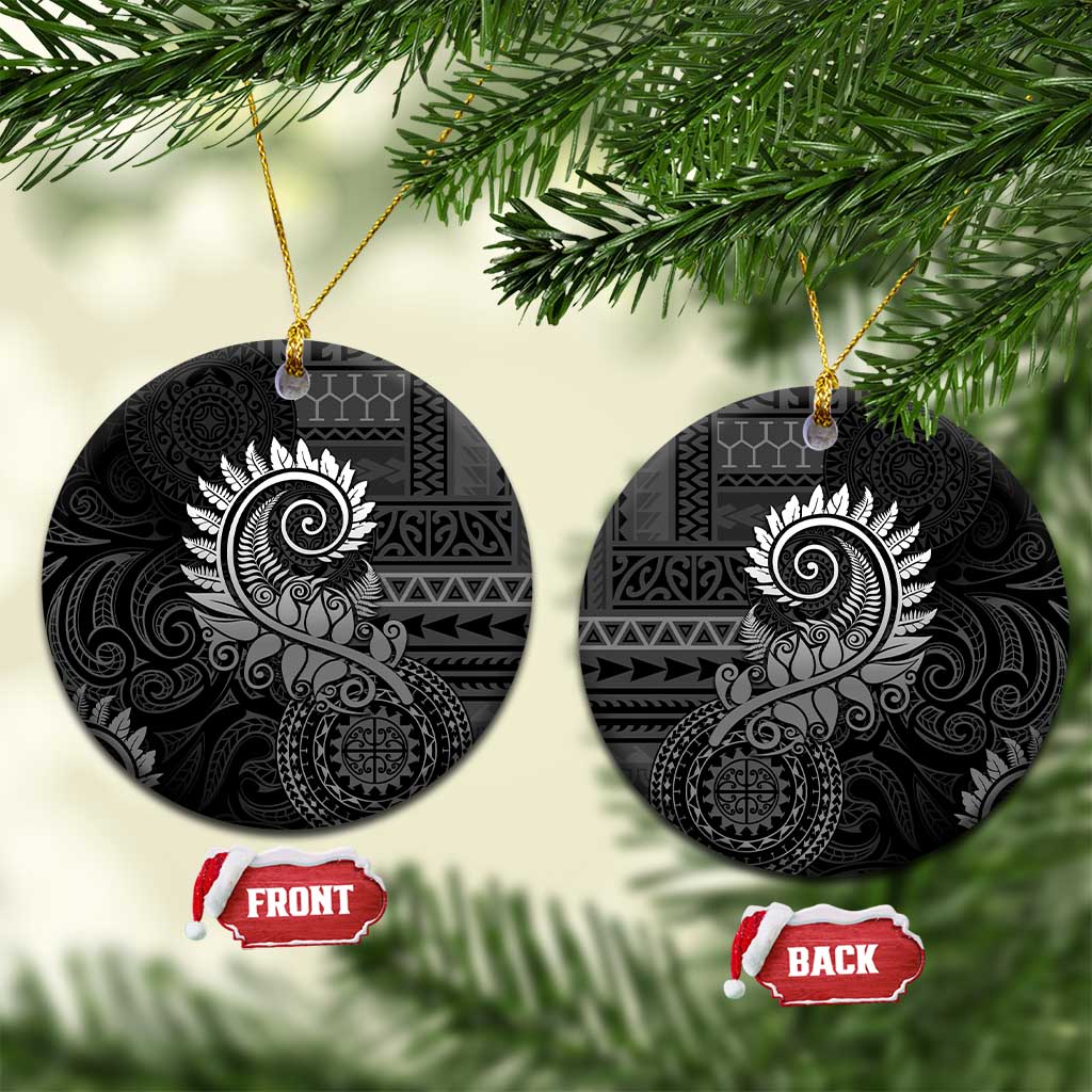 New Zealand Maori Koru Fern Ceramic Ornament Spiral Polynesian Style Gray LT05 Circle Gray - Polynesian Pride