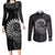 New Zealand Maori Koru Fern Couples Matching Long Sleeve Bodycon Dress and Long Sleeve Button Shirt Spiral Polynesian Style Gray