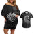 New Zealand Maori Koru Fern Couples Matching Off Shoulder Short Dress and Hawaiian Shirt Spiral Polynesian Style Gray