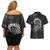 New Zealand Maori Koru Fern Couples Matching Off Shoulder Short Dress and Hawaiian Shirt Spiral Polynesian Style Gray