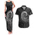 New Zealand Maori Koru Fern Couples Matching Tank Maxi Dress and Hawaiian Shirt Spiral Polynesian Style Gray