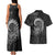 New Zealand Maori Koru Fern Couples Matching Tank Maxi Dress and Hawaiian Shirt Spiral Polynesian Style Gray