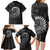 New Zealand Maori Koru Fern Family Matching Long Sleeve Bodycon Dress and Hawaiian Shirt Spiral Polynesian Style Gray