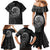 New Zealand Maori Koru Fern Family Matching Mermaid Dress and Hawaiian Shirt Spiral Polynesian Style Gray