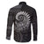 New Zealand Maori Koru Fern Family Matching Off The Shoulder Long Sleeve Dress and Hawaiian Shirt Spiral Polynesian Style Gray