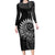 New Zealand Maori Koru Fern Long Sleeve Bodycon Dress Spiral Polynesian Style Gray