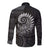 New Zealand Maori Koru Fern Long Sleeve Button Shirt Spiral Polynesian Style Gray