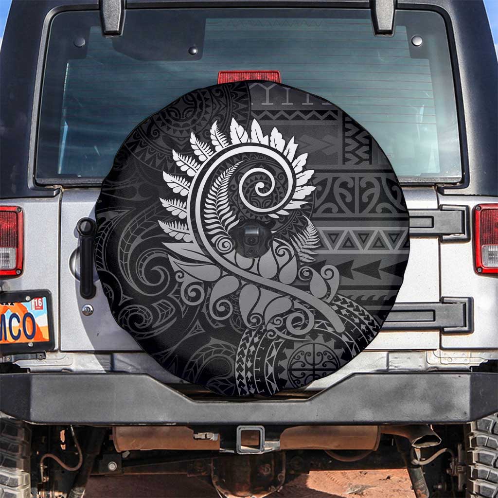 New Zealand Maori Koru Fern Spare Tire Cover Spiral Polynesian Style Gray