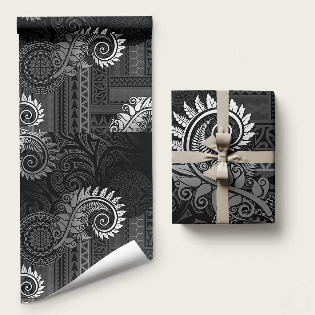 New Zealand Maori Koru Fern Wrapping Paper Spiral Polynesian Style Gray LT05 58" × 23" Gray - Polynesian Pride