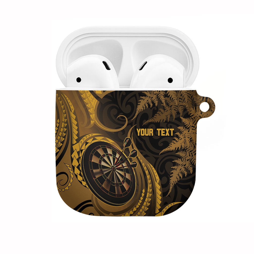 Personalised New Zealand Gold Darts AirPods Case Maori Fern Curve Style