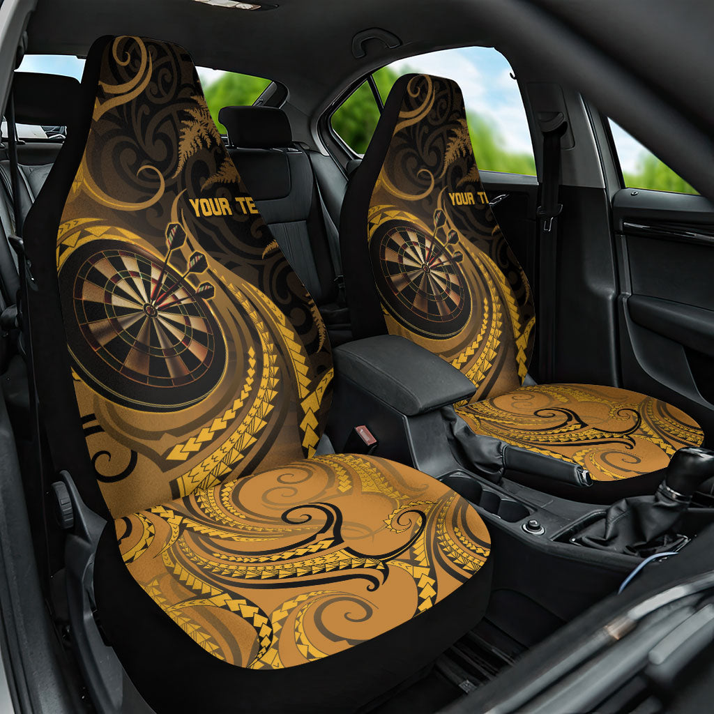 Personalised New Zealand Gold Darts Car Seat Cover Maori Fern Curve Style