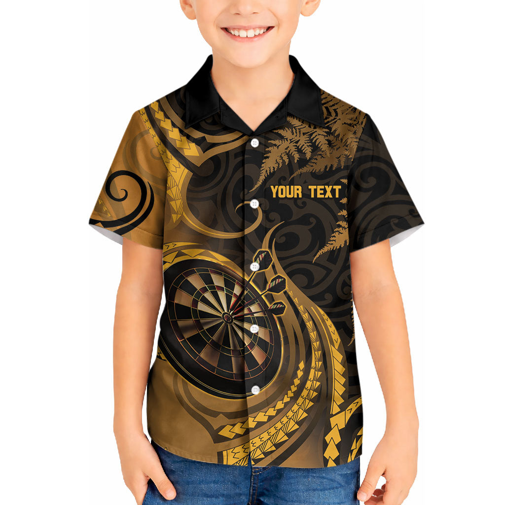 Personalised New Zealand Gold Darts Kid Hawaiian Shirt Maori Fern Curve Style