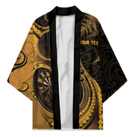Personalised New Zealand Gold Darts Kimono Maori Fern Curve Style LT05 Unisex Gold - Polynesian Pride