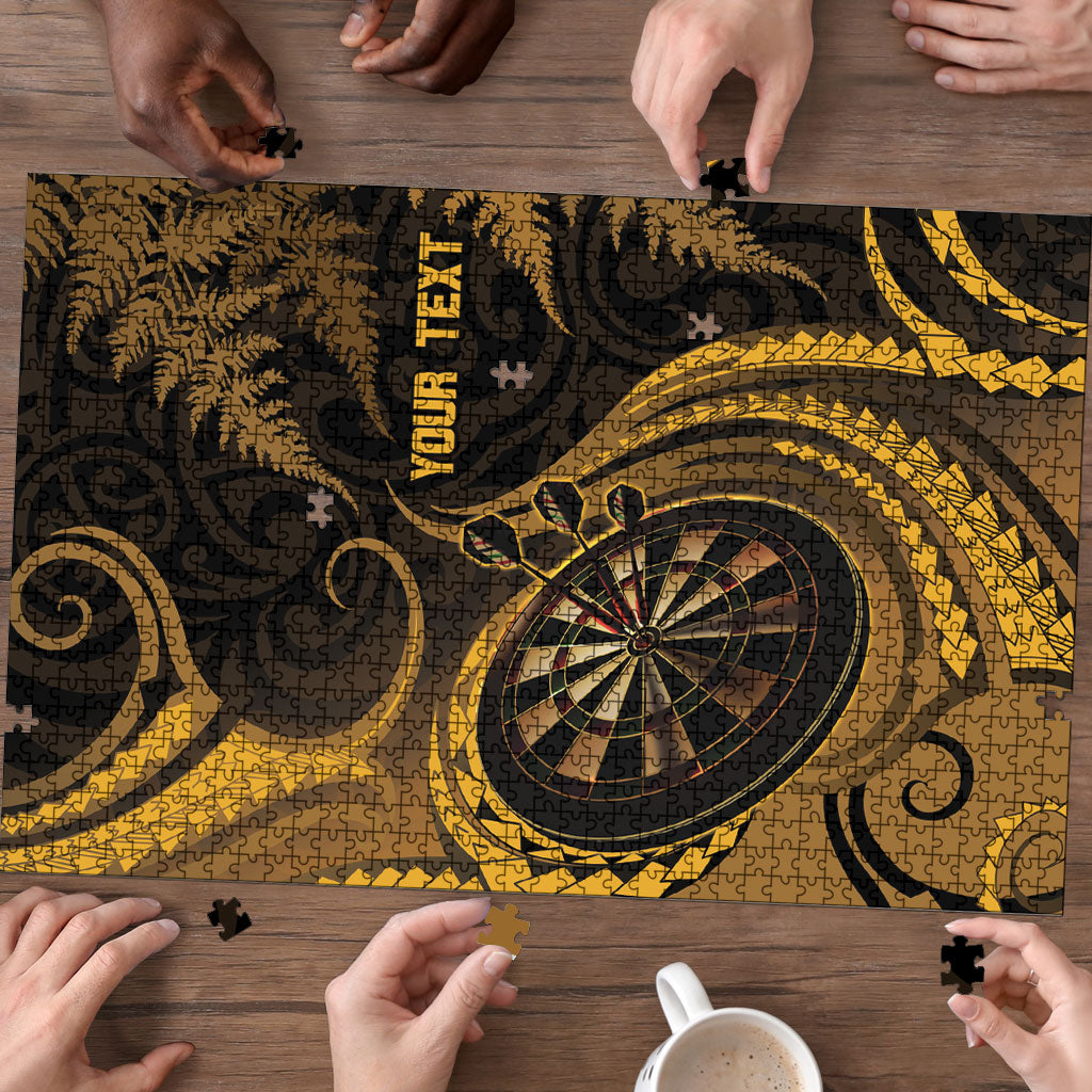 Personalised New Zealand Gold Darts Puzzle Maori Fern Curve Style LT05 - Polynesian Pride