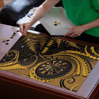 Personalised New Zealand Gold Darts Puzzle Maori Fern Curve Style LT05 - Polynesian Pride
