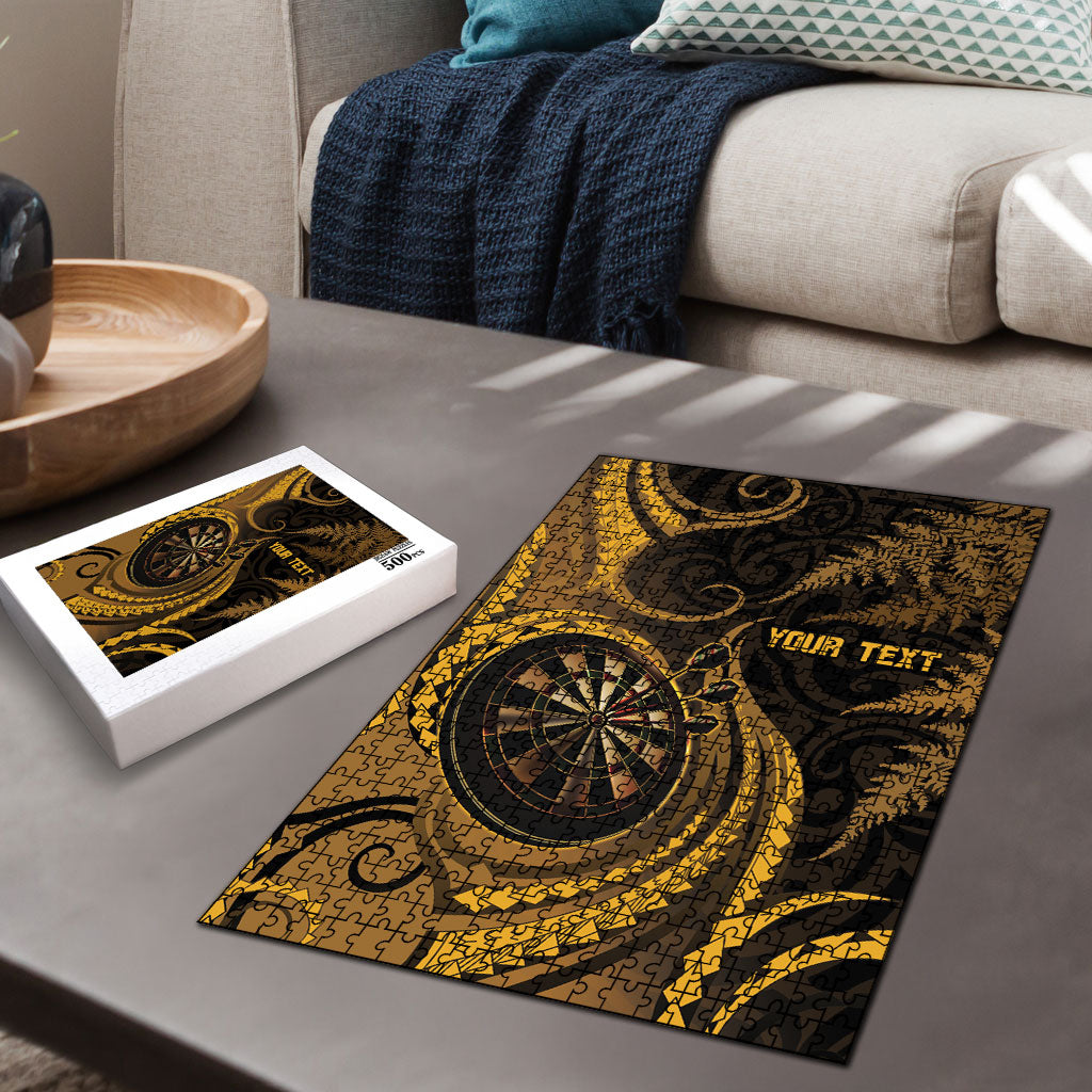 Personalised New Zealand Gold Darts Puzzle Maori Fern Curve Style LT05 - Polynesian Pride