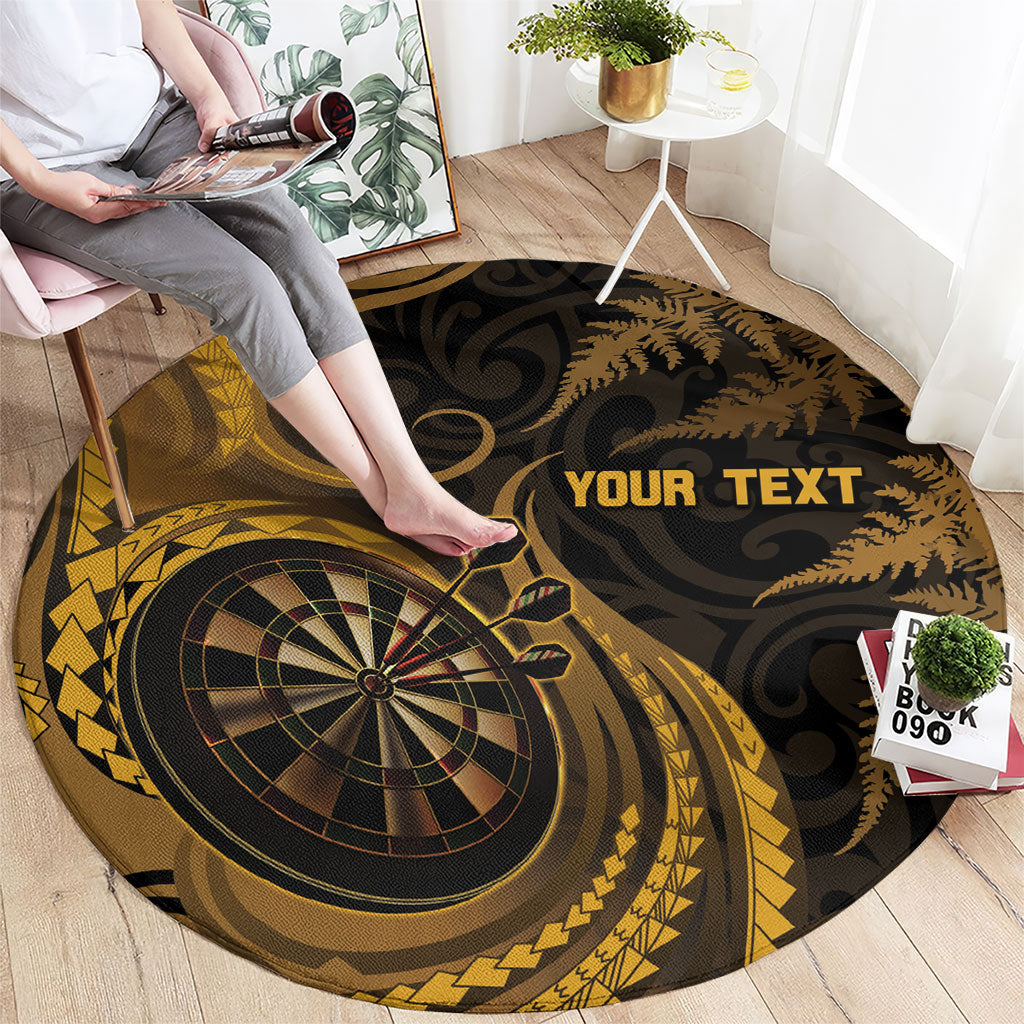 Personalised New Zealand Gold Darts Round Carpet Maori Fern Curve Style LT05 - Polynesian Pride