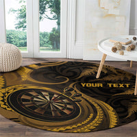 Personalised New Zealand Gold Darts Round Carpet Maori Fern Curve Style LT05 - Polynesian Pride