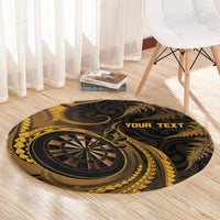 Personalised New Zealand Gold Darts Round Carpet Maori Fern Curve Style LT05 - Polynesian Pride