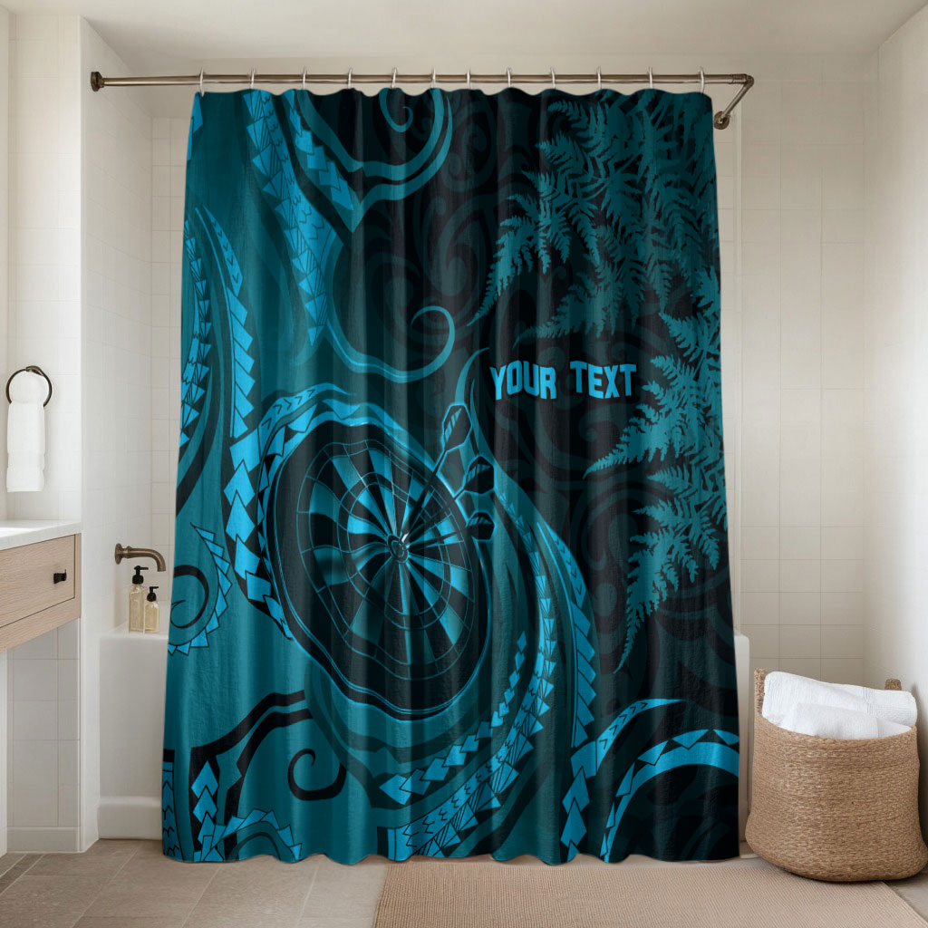 Personalised New Zealand Turquoise Darts Bathroom Set Maori Fern Curve Style LT05 Shower Curtain Only Turquoise - Polynesian Pride