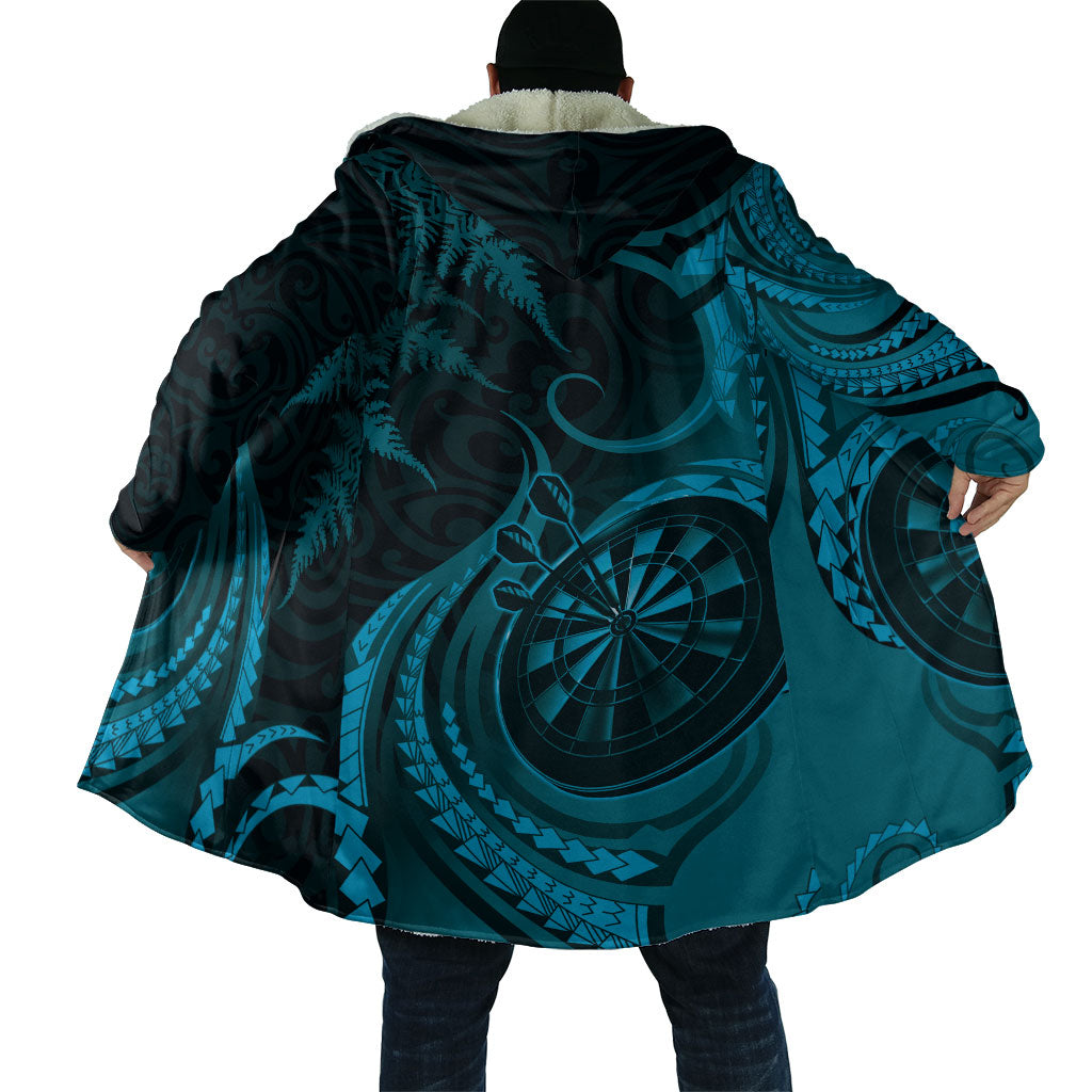 Personalised New Zealand Turquoise Darts Cloak Maori Fern Curve Style LT05 - Polynesian Pride