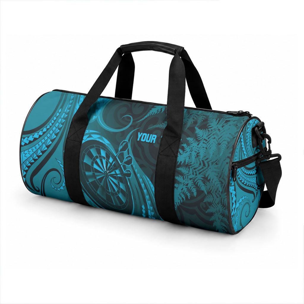 Personalised New Zealand Turquoise Darts Duffle Bag Maori Fern Curve Style LT05 - Polynesian Pride