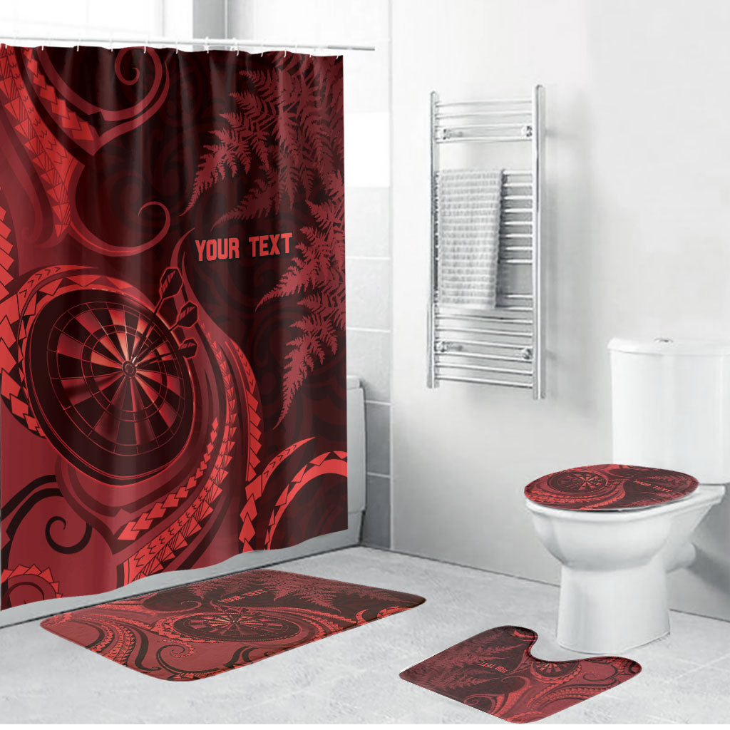 Personalised New Zealand Red Darts Bathroom Set Maori Fern Curve Style