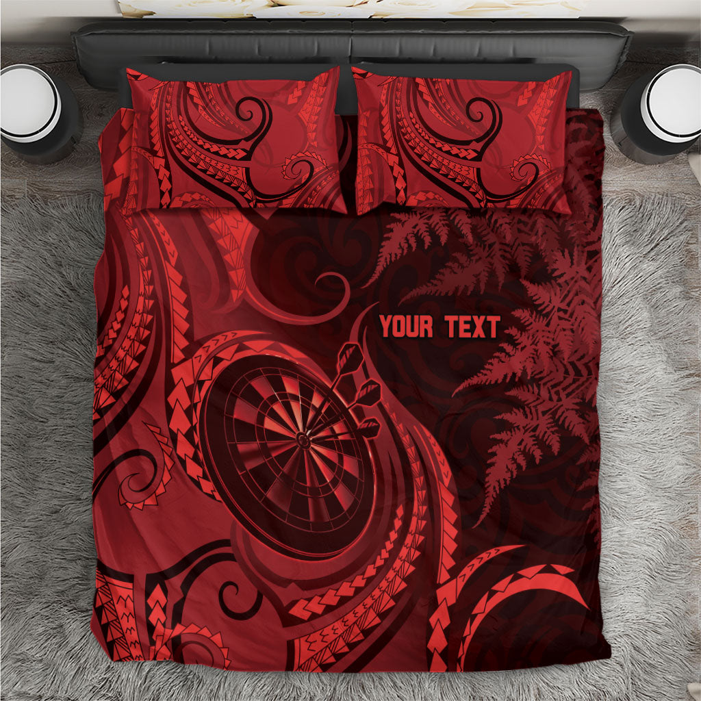 Personalised New Zealand Red Darts Bedding Set Maori Fern Curve Style LT05 Red - Polynesian Pride