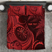 Personalised New Zealand Red Darts Bedding Set Maori Fern Curve Style LT05 Red - Polynesian Pride