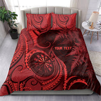 Personalised New Zealand Red Darts Bedding Set Maori Fern Curve Style LT05 - Polynesian Pride